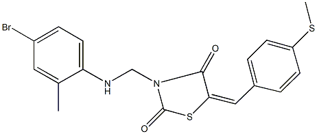 3-[(4-bromo-2-methylanilino)methyl]-5-[4-(methylsulfanyl)benzylidene]-1,3-thiazolidine-2,4-dione 结构式