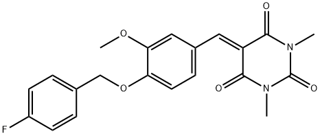5-{4-[(4-fluorobenzyl)oxy]-3-methoxybenzylidene}-1,3-dimethyl-2,4,6(1H,3H,5H)-pyrimidinetrione 结构式