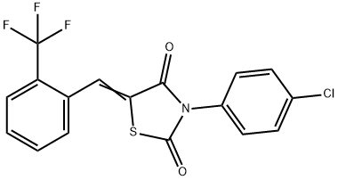 3-(4-chlorophenyl)-5-[2-(trifluoromethyl)benzylidene]-1,3-thiazolidine-2,4-dione 结构式