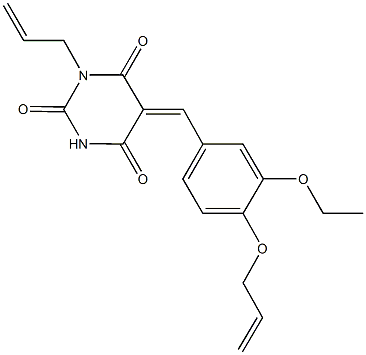 1-allyl-5-[4-(allyloxy)-3-ethoxybenzylidene]-2,4,6(1H,3H,5H)-pyrimidinetrione 结构式