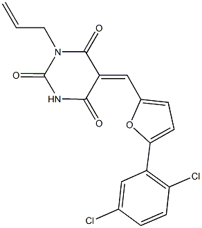 1-allyl-5-{[5-(2,5-dichlorophenyl)-2-furyl]methylene}-2,4,6(1H,3H,5H)-pyrimidinetrione 结构式