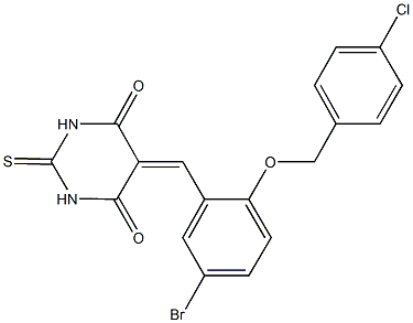 5-{5-bromo-2-[(4-chlorobenzyl)oxy]benzylidene}-2-thioxodihydro-4,6(1H,5H)-pyrimidinedione 结构式