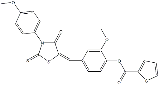 2-methoxy-4-{[3-(4-methoxyphenyl)-4-oxo-2-thioxo-1,3-thiazolidin-5-ylidene]methyl}phenyl 2-thiophenecarboxylate 结构式