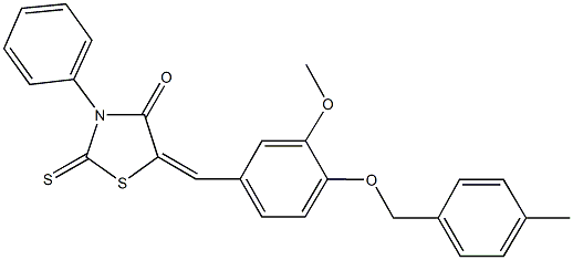5-{3-methoxy-4-[(4-methylbenzyl)oxy]benzylidene}-3-phenyl-2-thioxo-1,3-thiazolidin-4-one 结构式