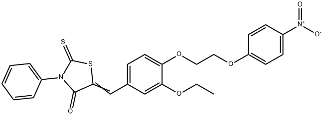 5-[3-ethoxy-4-(2-{4-nitrophenoxy}ethoxy)benzylidene]-3-phenyl-2-thioxo-1,3-thiazolidin-4-one 结构式
