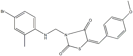 3-[(4-bromo-2-methylanilino)methyl]-5-(4-methoxybenzylidene)-1,3-thiazolidine-2,4-dione 结构式
