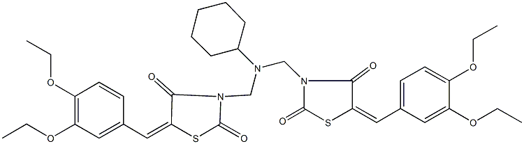 3-[(cyclohexyl{[5-(3,4-diethoxybenzylidene)-2,4-dioxo-1,3-thiazolidin-3-yl]methyl}amino)methyl]-5-(3,4-diethoxybenzylidene)-1,3-thiazolidine-2,4-dione 结构式