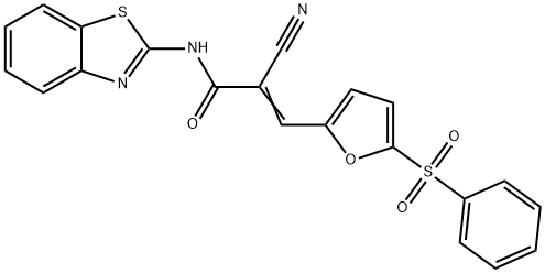 N-(1,3-benzothiazol-2-yl)-2-cyano-3-[5-(phenylsulfonyl)-2-furyl]acrylamide 结构式