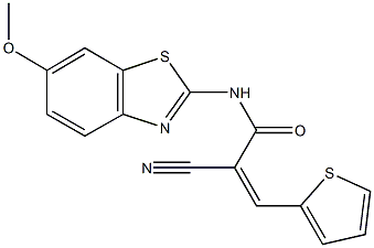 2-cyano-N-(6-methoxy-1,3-benzothiazol-2-yl)-3-(2-thienyl)acrylamide 结构式