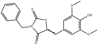 3-benzyl-5-(4-hydroxy-3,5-dimethoxybenzylidene)-2-thioxo-1,3-thiazolidin-4-one 结构式