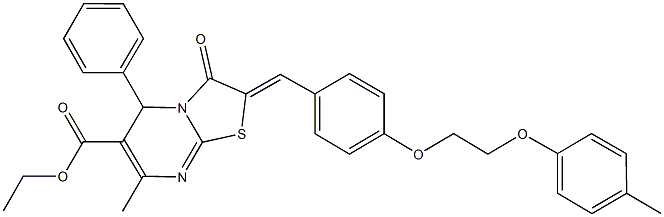 ethyl 7-methyl-2-{4-[2-(4-methylphenoxy)ethoxy]benzylidene}-3-oxo-5-phenyl-2,3-dihydro-5H-[1,3]thiazolo[3,2-a]pyrimidine-6-carboxylate 结构式