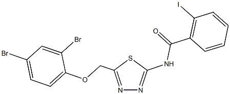 N-{5-[(2,4-dibromophenoxy)methyl]-1,3,4-thiadiazol-2-yl}-2-iodobenzamide 结构式