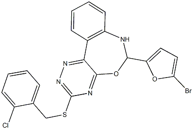 6-(5-bromo-2-furyl)-3-[(2-chlorobenzyl)sulfanyl]-6,7-dihydro[1,2,4]triazino[5,6-d][3,1]benzoxazepine 结构式
