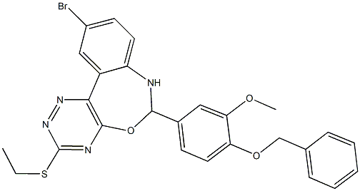 6-[4-(benzyloxy)-3-methoxyphenyl]-10-bromo-3-(ethylsulfanyl)-6,7-dihydro[1,2,4]triazino[5,6-d][3,1]benzoxazepine 结构式