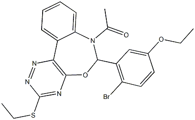 7-acetyl-6-(2-bromo-5-ethoxyphenyl)-3-(ethylsulfanyl)-6,7-dihydro[1,2,4]triazino[5,6-d][3,1]benzoxazepine 结构式