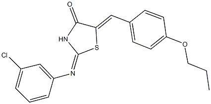 2-[(3-chlorophenyl)imino]-5-(4-propoxybenzylidene)-1,3-thiazolidin-4-one 结构式