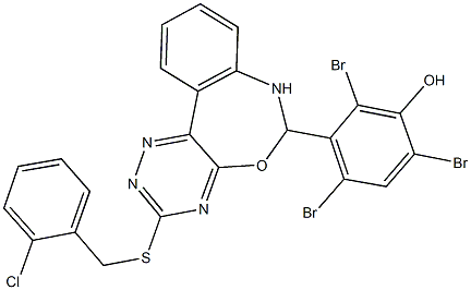 2,4,6-tribromo-3-{3-[(2-chlorobenzyl)sulfanyl]-6,7-dihydro[1,2,4]triazino[5,6-d][3,1]benzoxazepin-6-yl}phenol 结构式