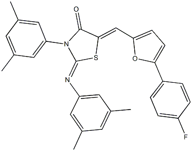 3-(3,5-dimethylphenyl)-2-[(3,5-dimethylphenyl)imino]-5-{[5-(4-fluorophenyl)-2-furyl]methylene}-1,3-thiazolidin-4-one 结构式