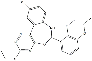 10-bromo-6-(3-ethoxy-2-methoxyphenyl)-3-(ethylsulfanyl)-6,7-dihydro[1,2,4]triazino[5,6-d][3,1]benzoxazepine 结构式