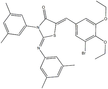 5-(3-bromo-4,5-diethoxybenzylidene)-3-(3,5-dimethylphenyl)-2-[(3,5-dimethylphenyl)imino]-1,3-thiazolidin-4-one 结构式