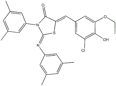 5-(3-chloro-5-ethoxy-4-hydroxybenzylidene)-3-(3,5-dimethylphenyl)-2-[(3,5-dimethylphenyl)imino]-1,3-thiazolidin-4-one 结构式