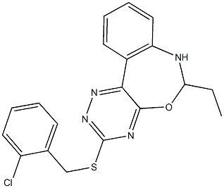 2-chlorobenzyl 6-ethyl-6,7-dihydro[1,2,4]triazino[5,6-d][3,1]benzoxazepin-3-yl sulfide 结构式