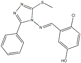 4-chloro-3-({[3-(methylsulfanyl)-5-phenyl-4H-1,2,4-triazol-4-yl]imino}methyl)phenol 结构式