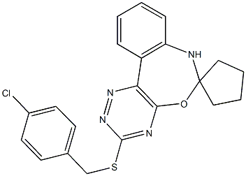 3-[(4-chlorobenzyl)sulfanyl]-6,7-dihydrospiro([1,2,4]triazino[5,6-d][3,1]benzoxazepine-6,1'-cyclopentane) 结构式