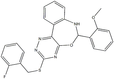 2-{3-[(2-fluorobenzyl)sulfanyl]-6,7-dihydro[1,2,4]triazino[5,6-d][3,1]benzoxazepin-6-yl}phenyl methyl ether 结构式