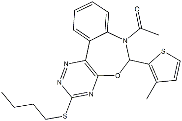7-acetyl-6-(3-methyl-2-thienyl)-6,7-dihydro[1,2,4]triazino[5,6-d][3,1]benzoxazepin-3-yl butyl sulfide 结构式