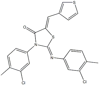 3-(3-chloro-4-methylphenyl)-2-[(3-chloro-4-methylphenyl)imino]-5-(3-thienylmethylene)-1,3-thiazolidin-4-one 结构式