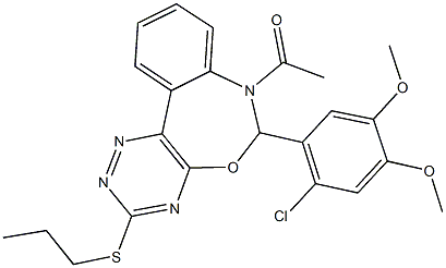 7-acetyl-6-(2-chloro-4,5-dimethoxyphenyl)-3-(propylsulfanyl)-6,7-dihydro[1,2,4]triazino[5,6-d][3,1]benzoxazepine 结构式