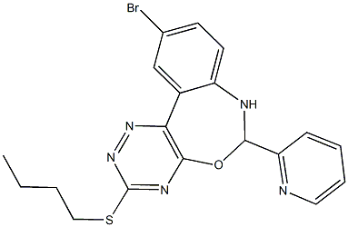 10-bromo-6-(2-pyridinyl)-6,7-dihydro[1,2,4]triazino[5,6-d][3,1]benzoxazepin-3-yl butyl sulfide 结构式