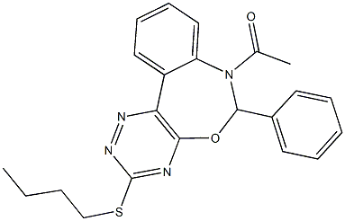 7-acetyl-6-phenyl-6,7-dihydro[1,2,4]triazino[5,6-d][3,1]benzoxazepin-3-yl butyl sulfide 结构式