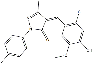4-(2-chloro-4-hydroxy-5-methoxybenzylidene)-5-methyl-2-(4-methylphenyl)-2,4-dihydro-3H-pyrazol-3-one 结构式