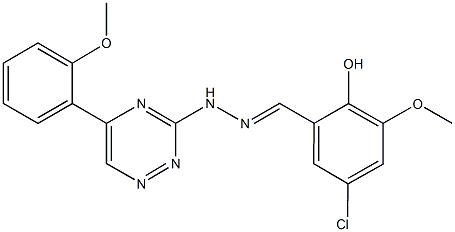 5-chloro-2-hydroxy-3-methoxybenzaldehyde [5-(2-methoxyphenyl)-1,2,4-triazin-3-yl]hydrazone 结构式
