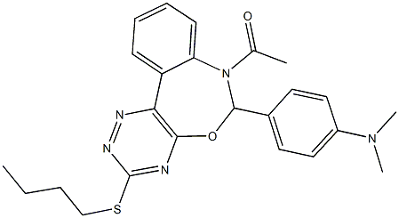 N-{4-[7-acetyl-3-(butylsulfanyl)-6,7-dihydro[1,2,4]triazino[5,6-d][3,1]benzoxazepin-6-yl]phenyl}-N,N-dimethylamine 结构式