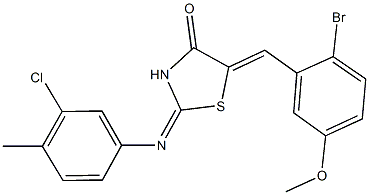 5-(2-bromo-5-methoxybenzylidene)-2-[(3-chloro-4-methylphenyl)imino]-1,3-thiazolidin-4-one 结构式