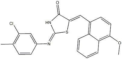 2-[(3-chloro-4-methylphenyl)imino]-5-[(4-methoxy-1-naphthyl)methylene]-1,3-thiazolidin-4-one 结构式