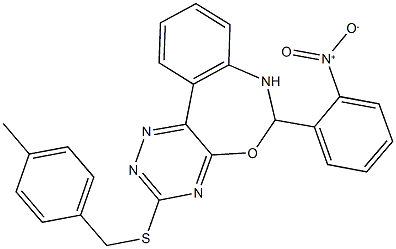 6-{2-nitrophenyl}-3-[(4-methylbenzyl)sulfanyl]-6,7-dihydro[1,2,4]triazino[5,6-d][3,1]benzoxazepine 结构式