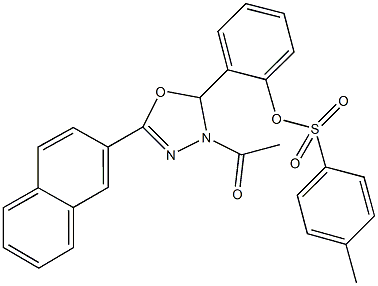 2-[3-acetyl-5-(2-naphthyl)-2,3-dihydro-1,3,4-oxadiazol-2-yl]phenyl 4-methylbenzenesulfonate 结构式