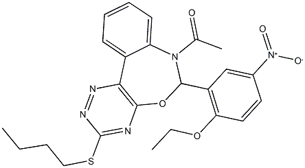 7-acetyl-3-(butylsulfanyl)-6-{2-ethoxy-5-nitrophenyl}-6,7-dihydro[1,2,4]triazino[5,6-d][3,1]benzoxazepine 结构式