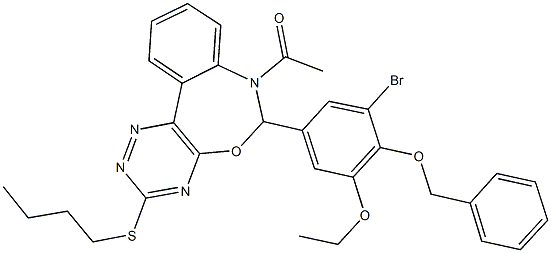 7-acetyl-6-[4-(benzyloxy)-3-bromo-5-ethoxyphenyl]-3-(butylsulfanyl)-6,7-dihydro[1,2,4]triazino[5,6-d][3,1]benzoxazepine 结构式