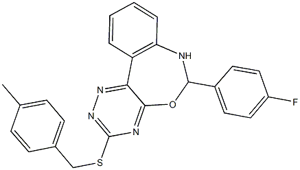 6-(4-fluorophenyl)-3-[(4-methylbenzyl)sulfanyl]-6,7-dihydro[1,2,4]triazino[5,6-d][3,1]benzoxazepine 结构式