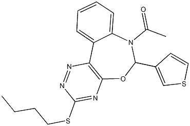 7-acetyl-6-(3-thienyl)-6,7-dihydro[1,2,4]triazino[5,6-d][3,1]benzoxazepin-3-yl butyl sulfide 结构式