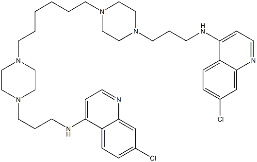 N-(7-chloro-4-quinolinyl)-N-(3-{4-[6-(4-{3-[(7-chloro-4-quinolinyl)amino]propyl}-1-piperazinyl)hexyl]-1-piperazinyl}propyl)amine 结构式