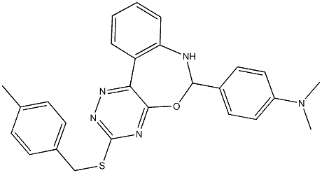 N,N-dimethyl-4-{3-[(4-methylbenzyl)sulfanyl]-6,7-dihydro[1,2,4]triazino[5,6-d][3,1]benzoxazepin-6-yl}aniline 结构式