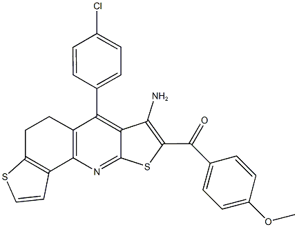 [7-amino-6-(4-chlorophenyl)-4,5-dihydrodithieno[2,3-b:2,3-h]quinolin-8-yl](4-methoxyphenyl)methanone 结构式