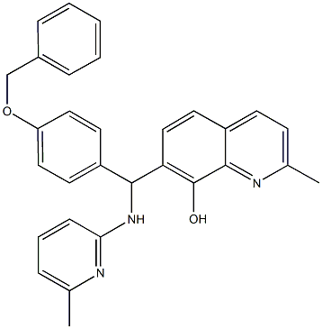 7-{[4-(benzyloxy)phenyl][(6-methyl-2-pyridinyl)amino]methyl}-2-methyl-8-quinolinol 结构式
