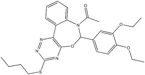 7-acetyl-3-(butylsulfanyl)-6-(3,4-diethoxyphenyl)-6,7-dihydro[1,2,4]triazino[5,6-d][3,1]benzoxazepine 结构式